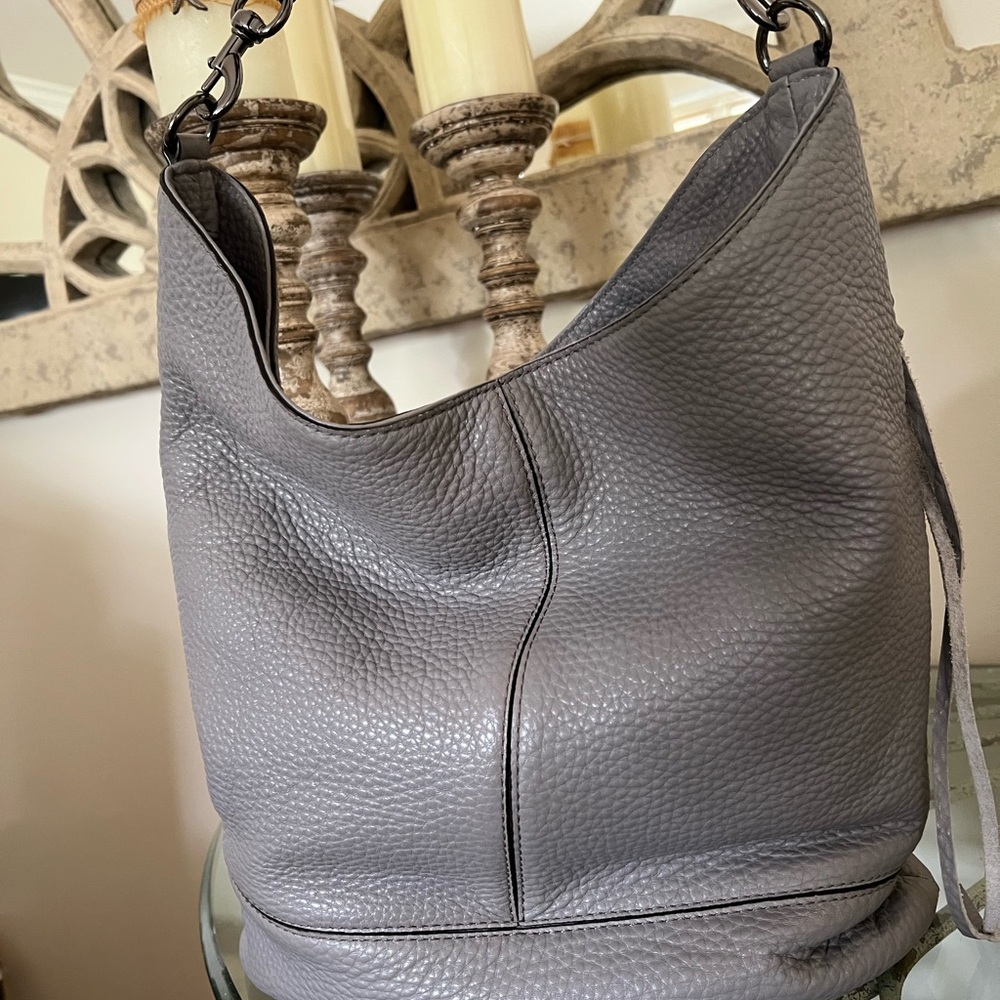 Rebecca Minkoff Large Gray Pebbled Leather Hobo Bag